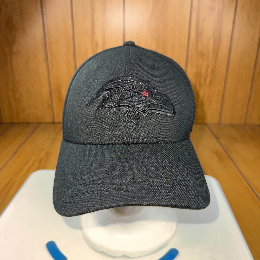New Era 39THIRTY Baltimore Ravens Hat Mens Medium Large Black Tonal NFL Cap